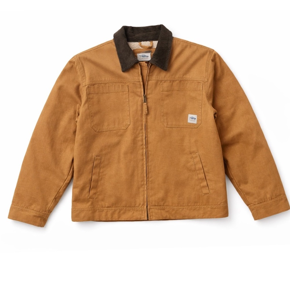 Bass Creek Outfitters NEW Men‎ Canvas Sherpa Chore Jacket Brown Corduroy Collar
